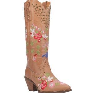 🌸 Dingo Poppy Western Boots Di732 Flower  Embroidery New with Box Size 6.5